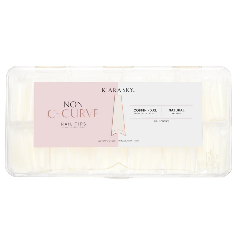 Non C-Curve Nail Tips XXL - Coffin Natural