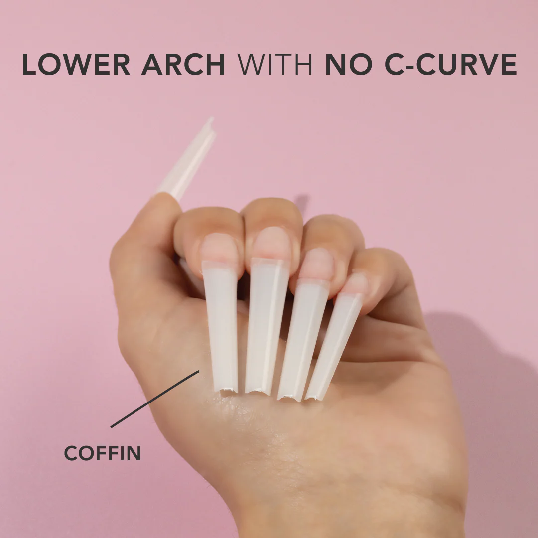 Non C-Curve Nail Tips XXL - Coffin Natural - Image 2
