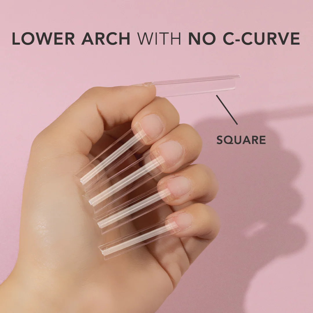Non C-Curve Nail Tips XXL - Square Clear - Image 2