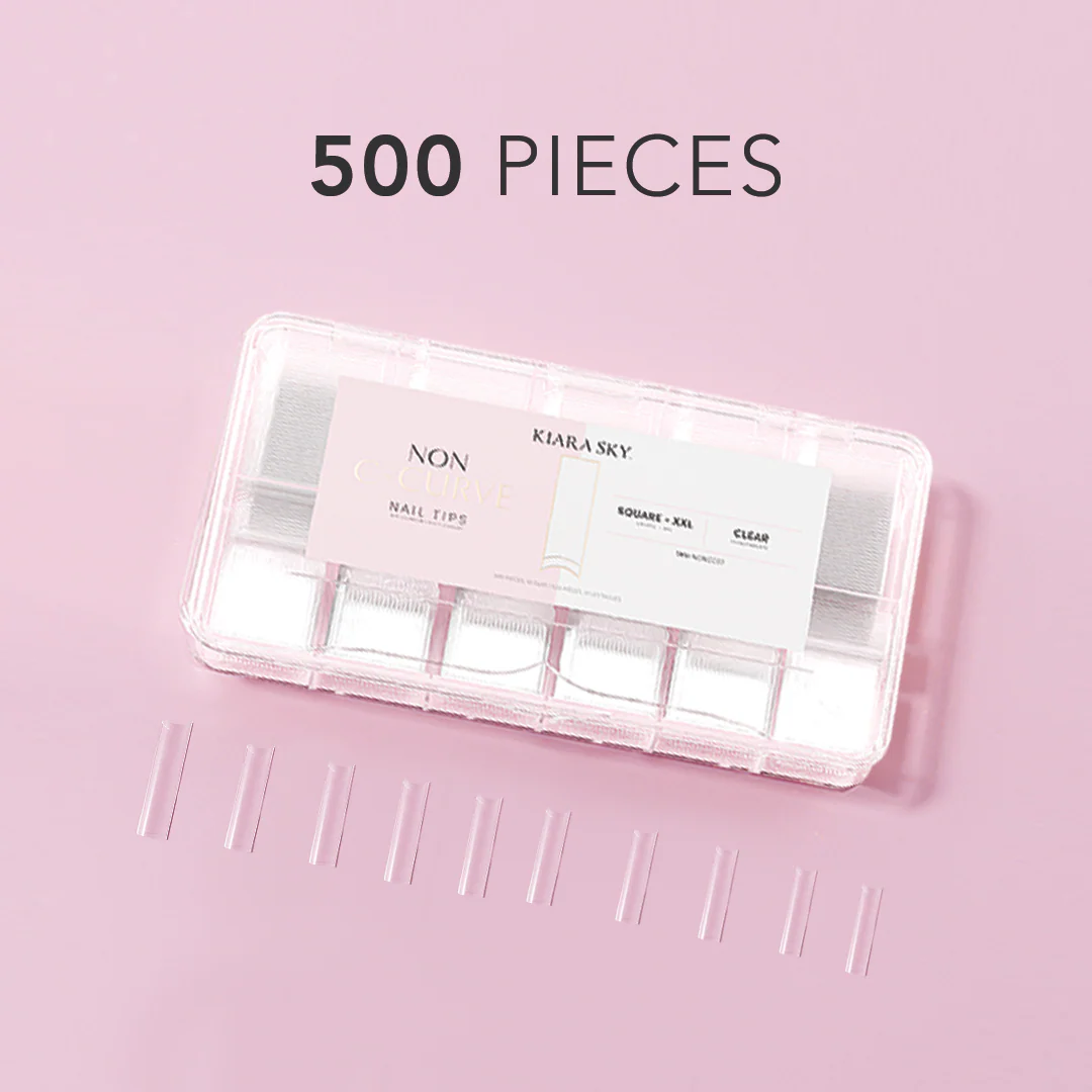 Non C-Curve Nail Tips XXL - Square Clear - Image 4