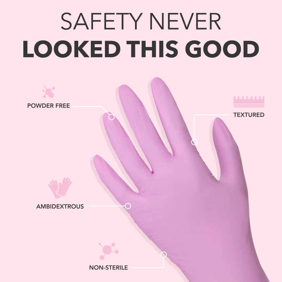 Pink Nitrile Gloves - 100pcs - Image 2