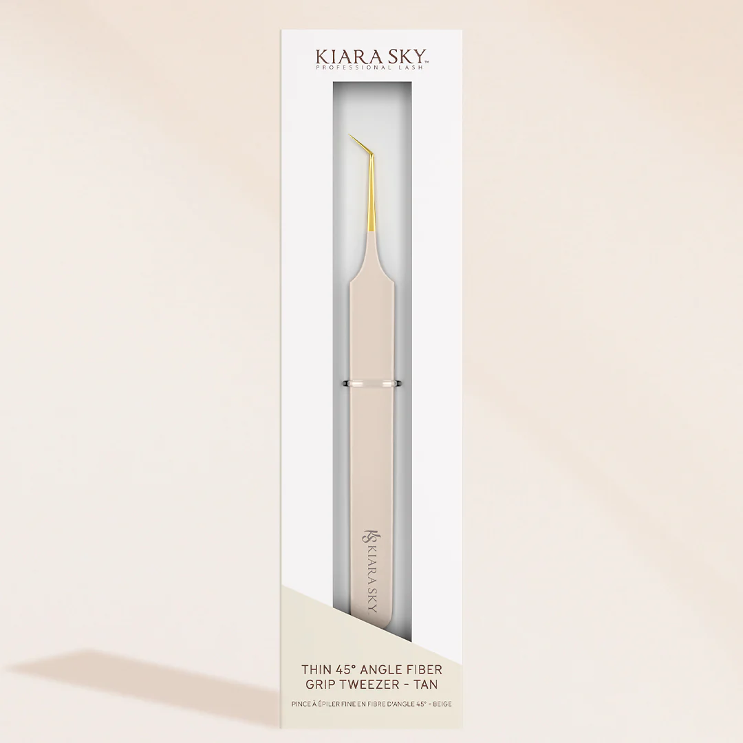 Thin 45° Angle Fiber Grip Tweezer - Tan