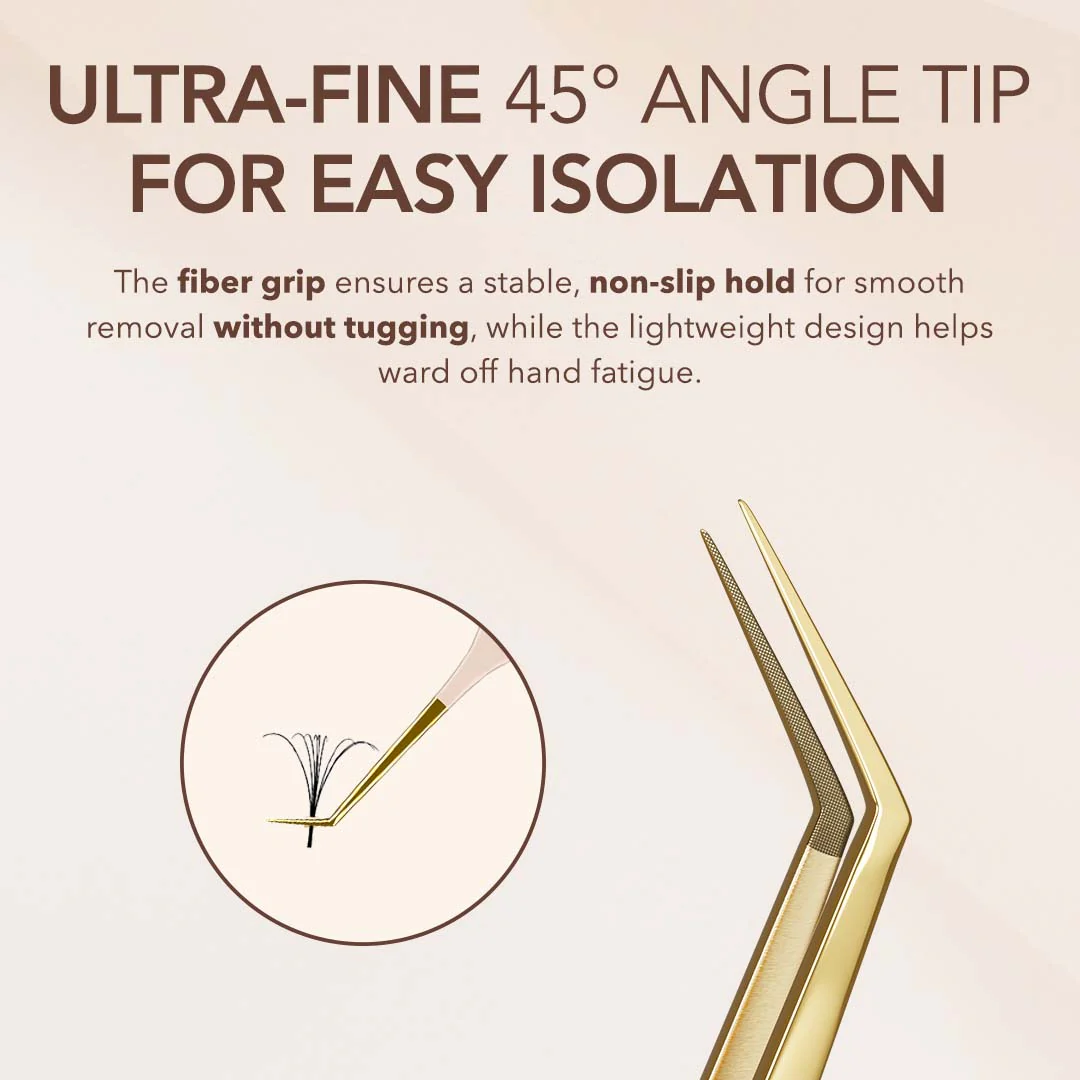 Thin 45° Angle Fiber Grip Tweezer - Tan - Image 2