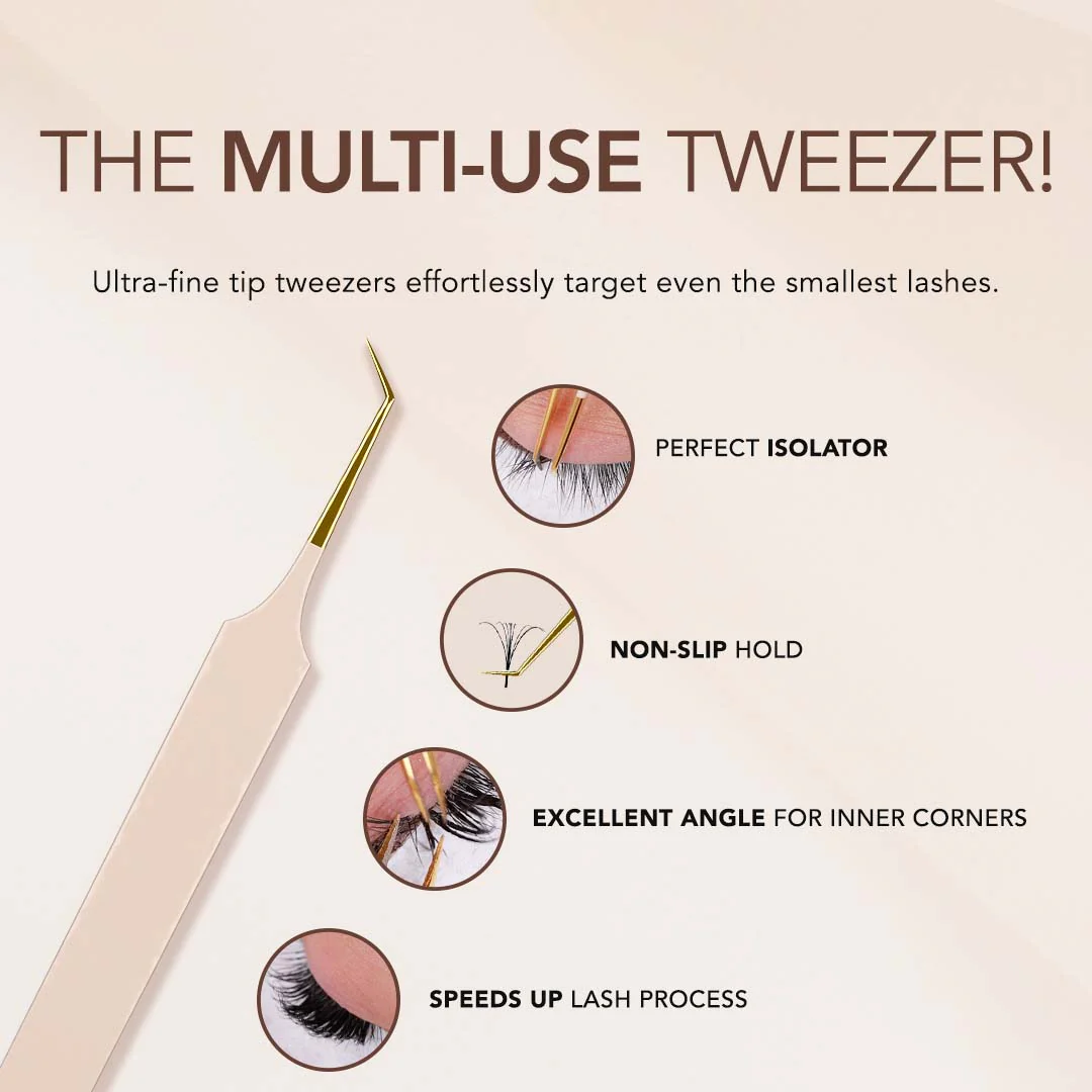 Thin 45° Angle Fiber Grip Tweezer - Tan - Image 3