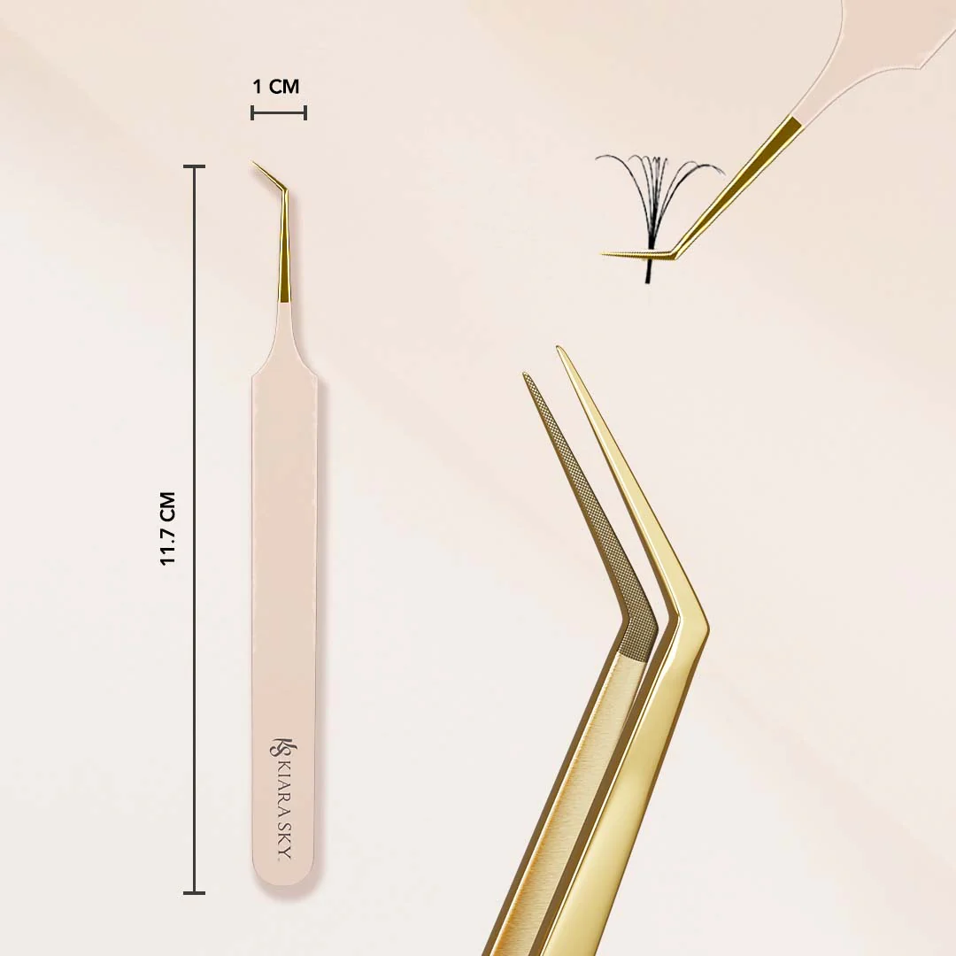 Thin 45° Angle Fiber Grip Tweezer - Tan - Image 5