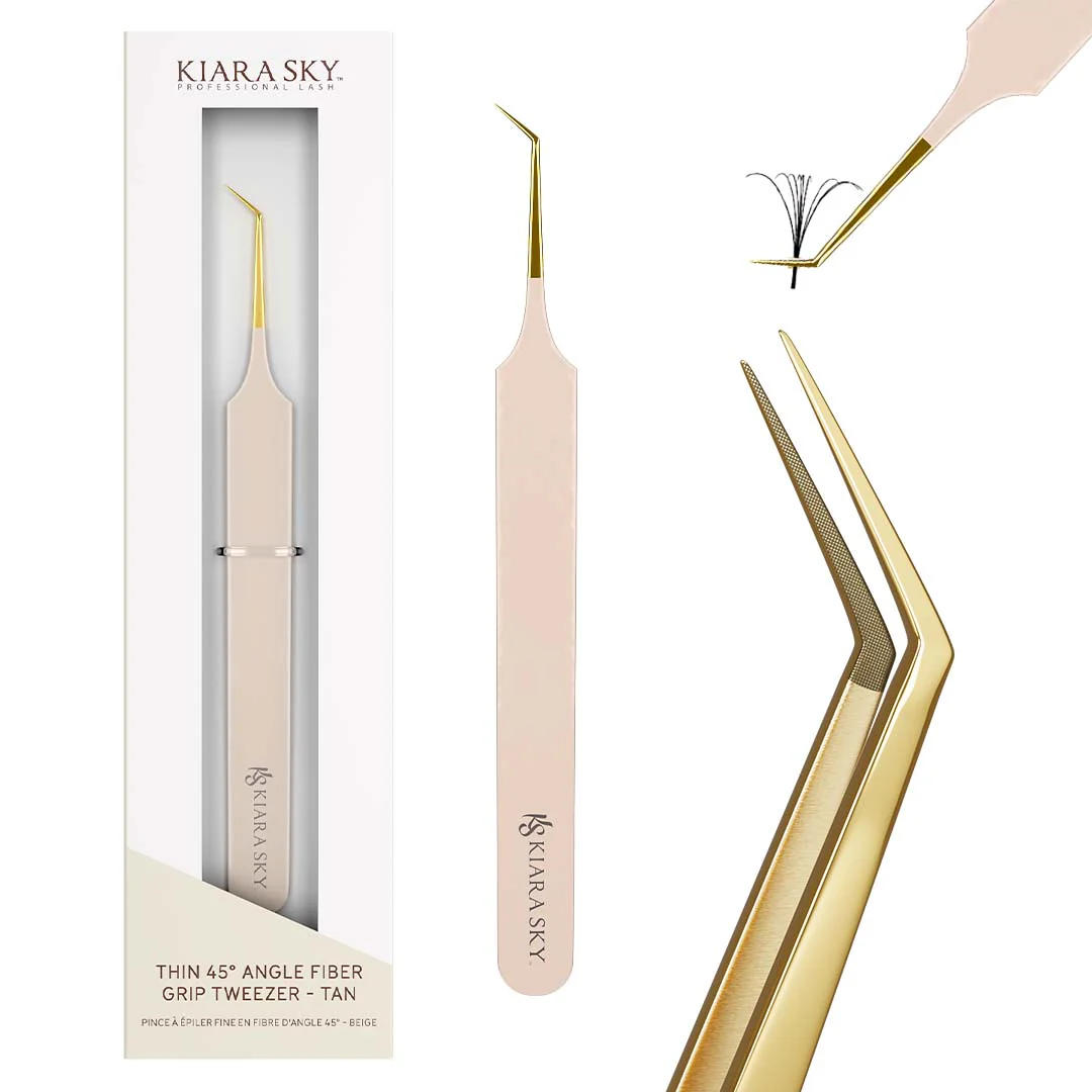 Thin 45° Angle Fiber Grip Tweezer - Tan - Image 7