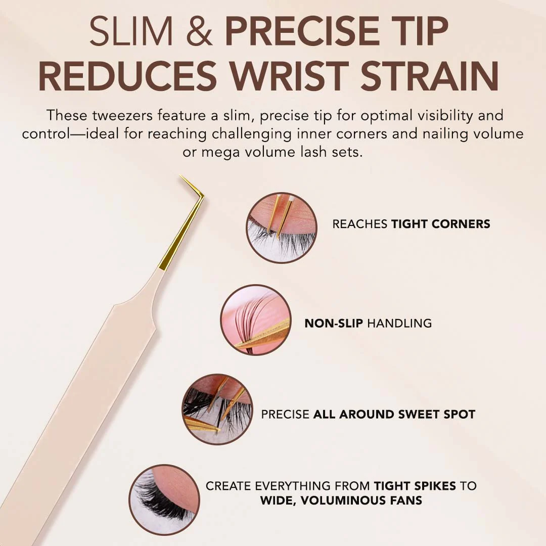 Thin 90° Angle Fiber Grip Tweezer - Tan - Image 3