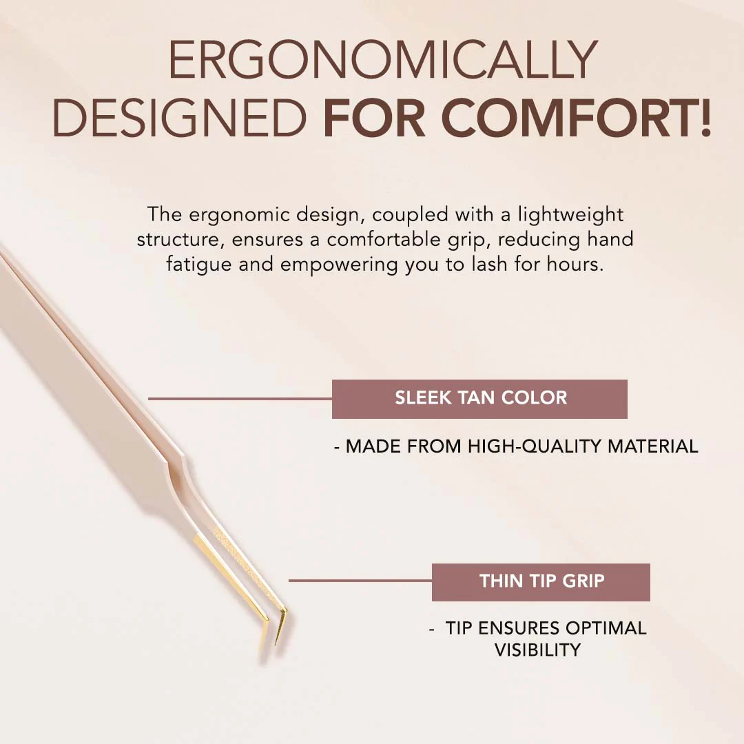 Thin 90° Angle Fiber Grip Tweezer - Tan - Image 4