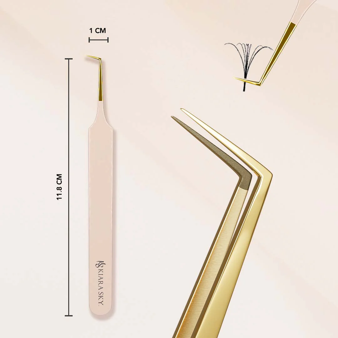 Thin 90° Angle Fiber Grip Tweezer - Tan - Image 5