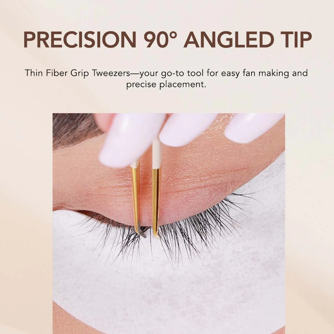 Thin 90° Angle Fiber Grip Tweezer - Tan - Image 7
