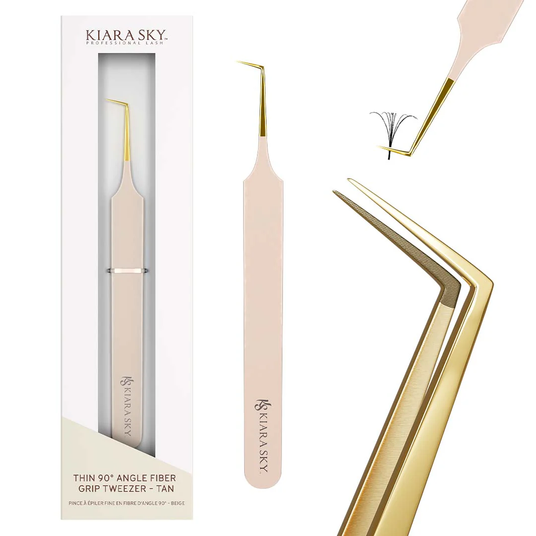 Thin 90° Angle Fiber Grip Tweezer - Tan - Image 8